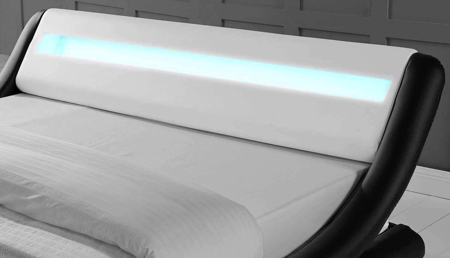 Gultas komplekts Leroux gulta un matracis ar LED gaismu 160x200 mākslīgā āda cena un informācija | Gultas | 220.lv