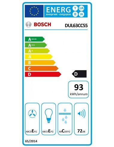 Parastais pārvalks BOSCH DUL63CC55 60 cm 350 m3/h 72 dB 146W cena un informācija | Tvaika nosūcēji | 220.lv