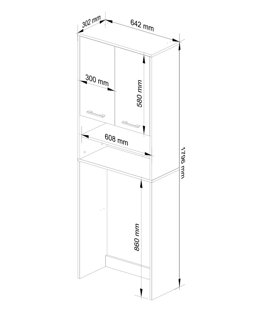 Skapītis virs veļas mazgājamas mašīnas Akord, brūns cena un informācija | Vannas istabas skapīši | 220.lv