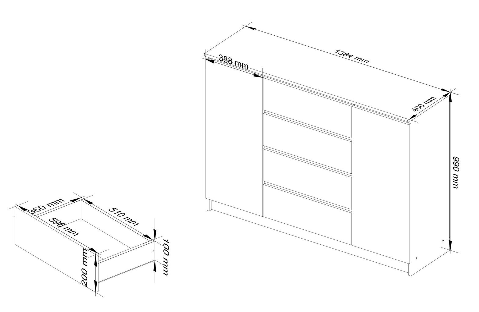 Kumode Akord K140, pelēka цена и информация | Kumodes | 220.lv