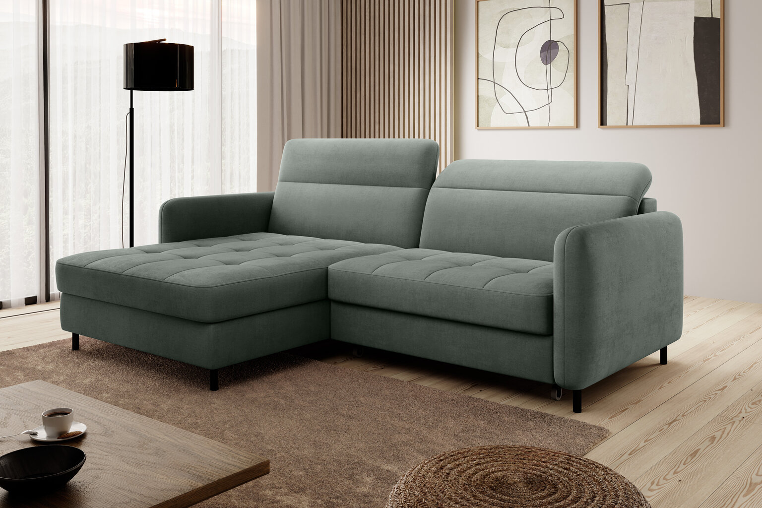 Stūra dīvāns NORE Gomsi Touch 100, zaļš cena un informācija | Stūra dīvāni | 220.lv