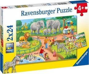 Puzzle 2x24 elementi diena zoodārzā cena un informācija | Puzles, 3D puzles | 220.lv