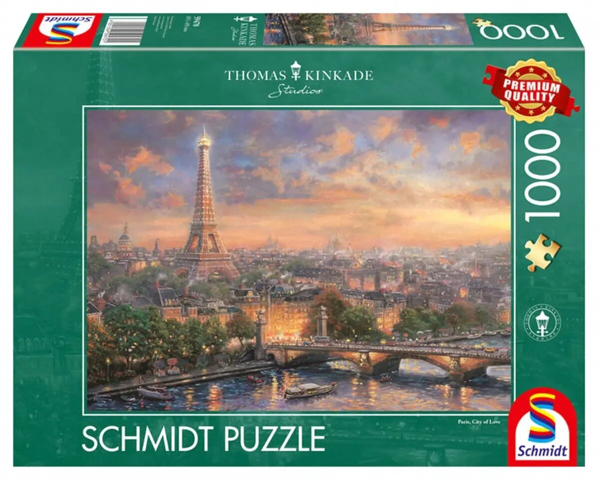 Puzle PQ 1000 gab. THOMAS KINKADE Parīze - Mīlestības pilsēta cena un informācija | Puzles, 3D puzles | 220.lv
