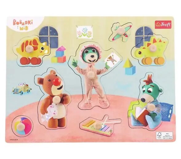 Koka puzle Trefliki Bobaski un Teddy Bear 8 gabali cena un informācija | Attīstošās rotaļlietas | 220.lv