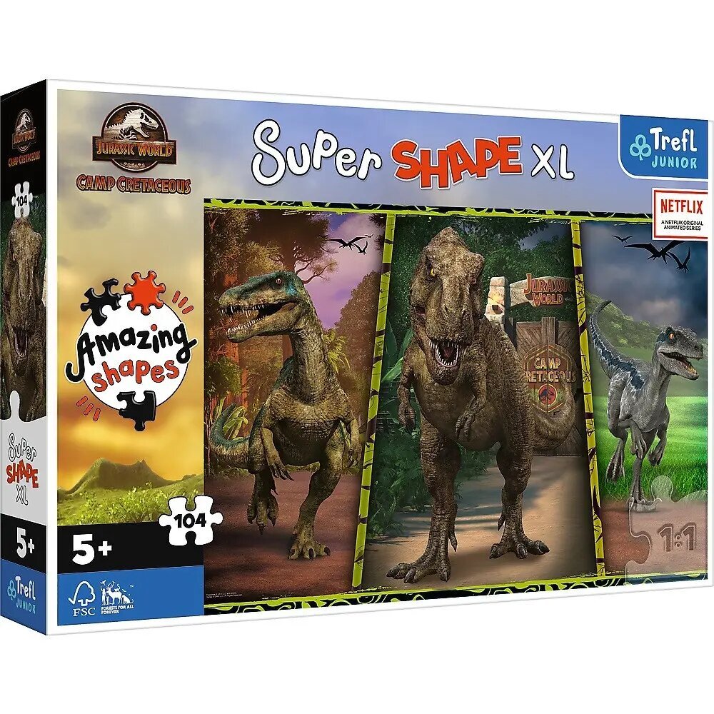 Puzle 104 gabali XL Super Shape Dinozauri Jurassic World цена и информация | Puzles, 3D puzles | 220.lv