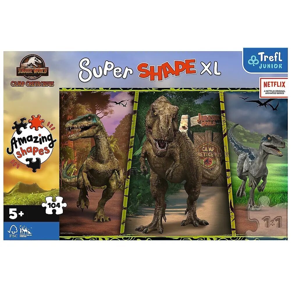 Puzle 104 gabali XL Super Shape Dinozauri Jurassic World цена и информация | Puzles, 3D puzles | 220.lv