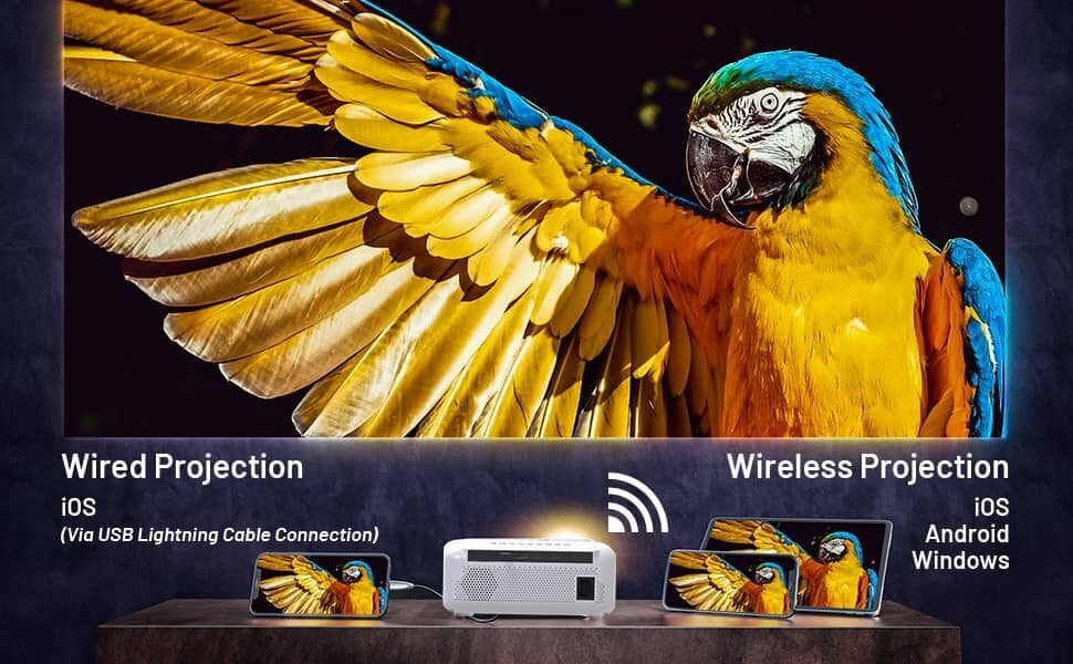 Projektors Full HD 4K 8000lm 2000:1 WiFi 2,4/5 GHz Android 9 Bluetooth 5.0 HDMI USB Zenwire e520h cena un informācija | Projektori | 220.lv