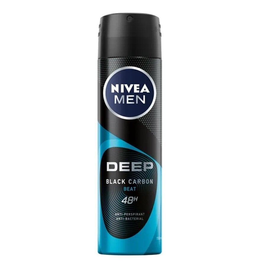 Izsmidzināms antiperspirants Nivea Men Deep Black Carbon Beat ar aktīvās ogles ekstraktu, 150 ml цена и информация | Dezodoranti | 220.lv