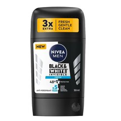 Карандаш-антиперспирант Nivea Men Black&White Invisible Fresh, 50мл цена и информация | Дезодоранты | 220.lv