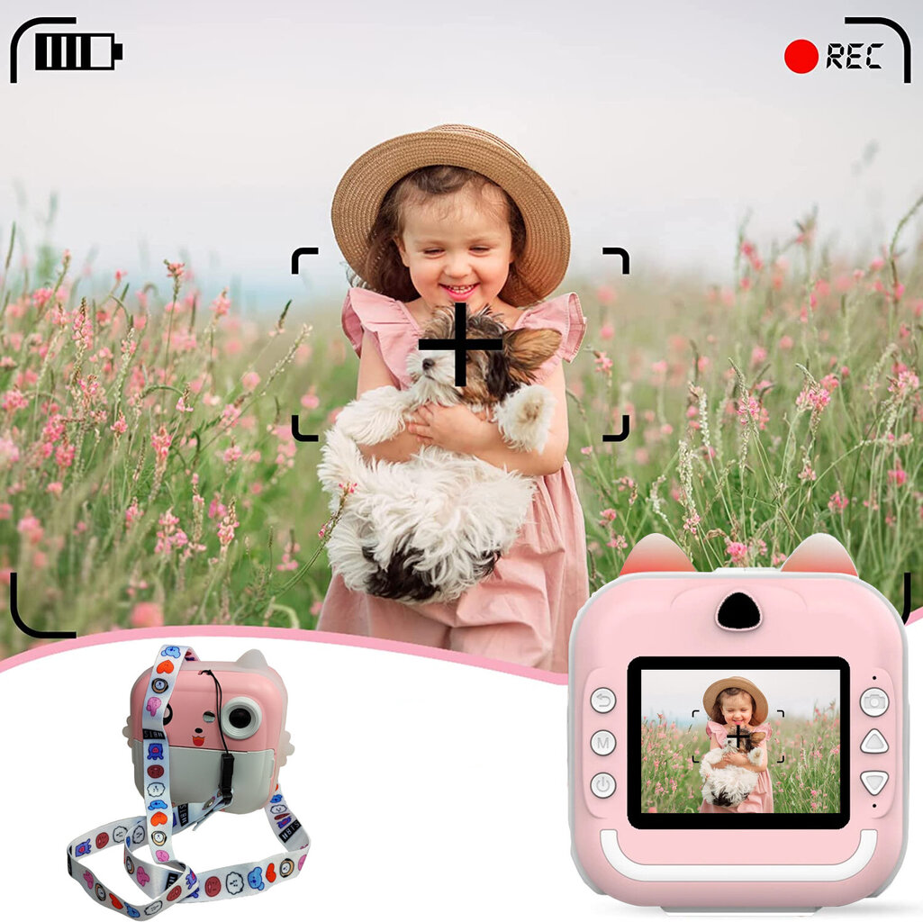 Fotokamera bērniem ar attēlu drukas funkciju - komplekts ar 3 ritelēm цена и информация | Attīstošās rotaļlietas | 220.lv