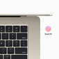 Macbook Air 15” Apple M2 8C CPU, 10C GPU/8GB/256GB SSD/Starlight/INT - MQKU3ZE/A cena un informācija | Portatīvie datori | 220.lv