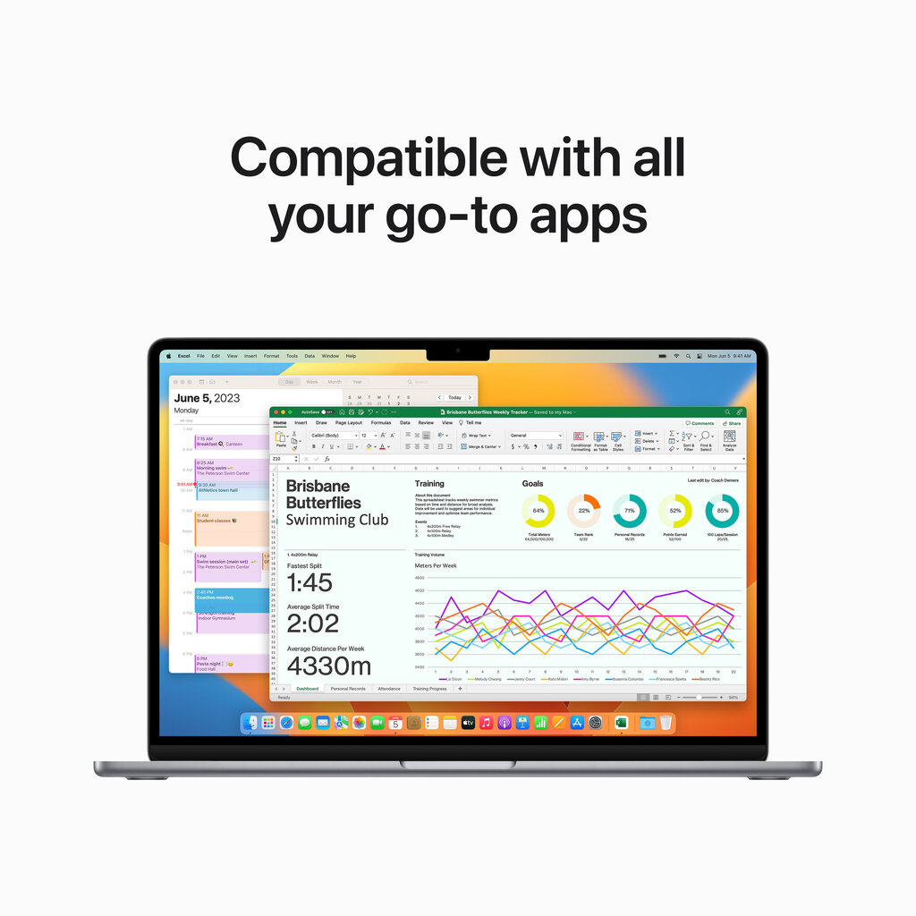Macbook Air 15” Apple M2 8C CPU, 10C GPU/8GB/256GB SSD/Space Grey/INT - MQKP3ZE/A cena un informācija | Portatīvie datori | 220.lv