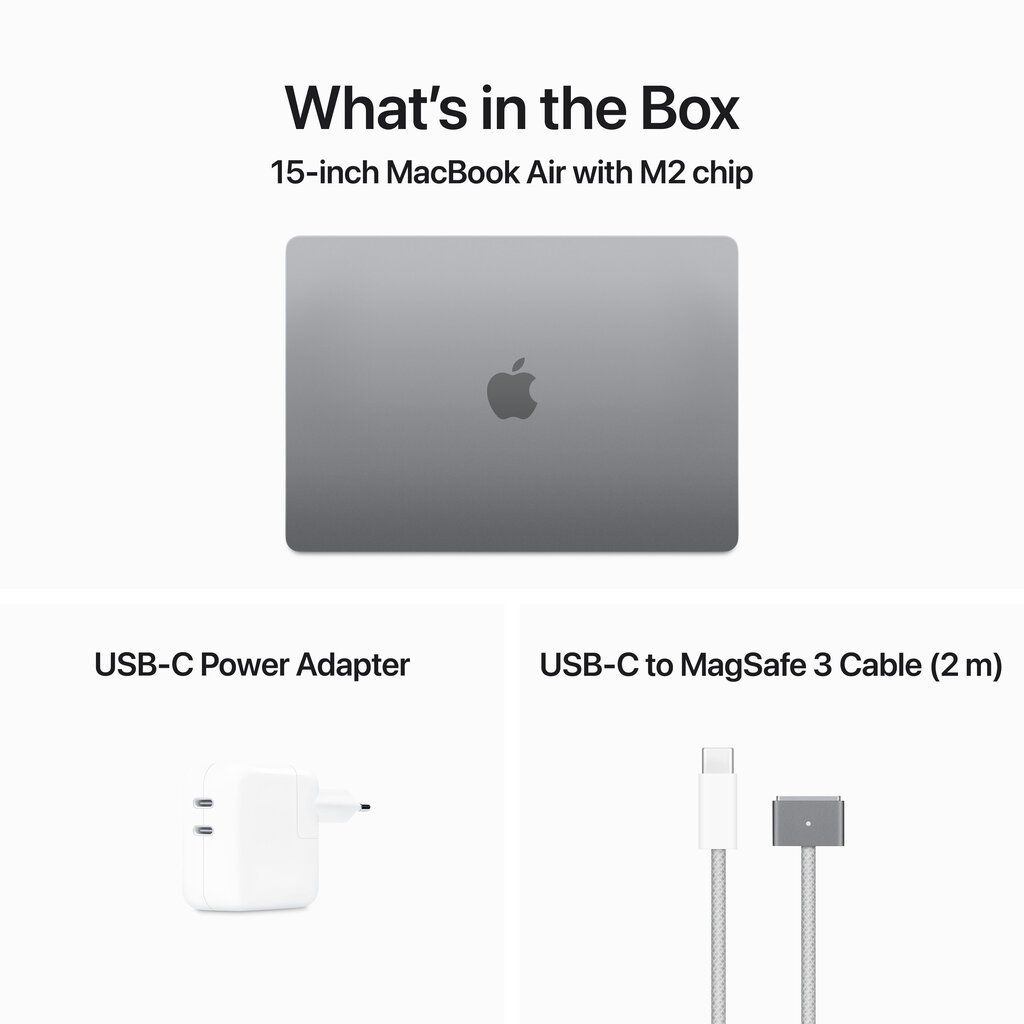Macbook Air 15” Apple M2 8C CPU, 10C GPU/8GB/256GB SSD/Space Grey/RUS - MQKP3RU/A cena un informācija | Portatīvie datori | 220.lv