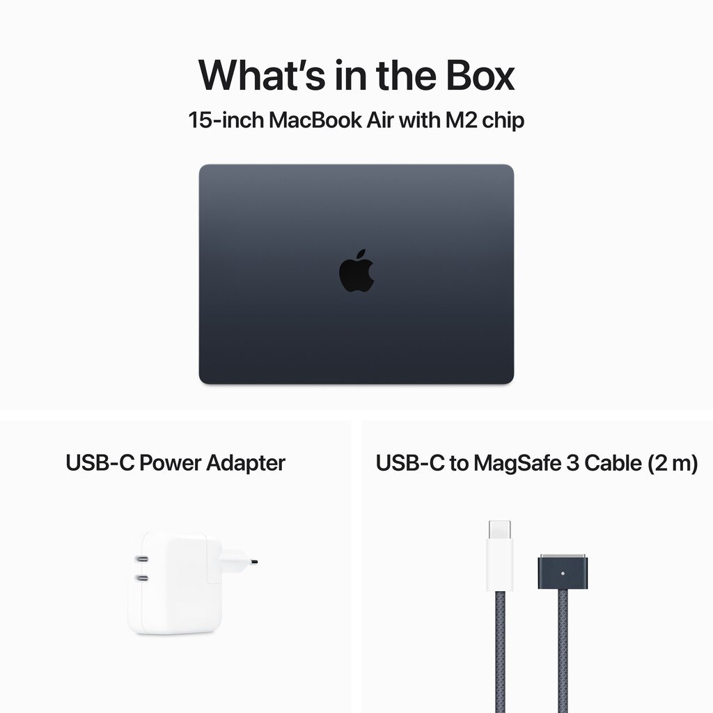 Macbook Air 15” Apple M2 8C CPU, 10C GPU/8GB/256GB SSD/Midnight/INT - MQKW3ZE/A cena un informācija | Portatīvie datori | 220.lv