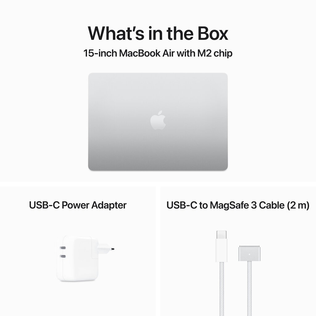 Macbook Air 15” Apple M2 8C CPU, 10C GPU/8GB/512GB SSD/Silver/INT - MQKT3ZE/A цена и информация | Portatīvie datori | 220.lv