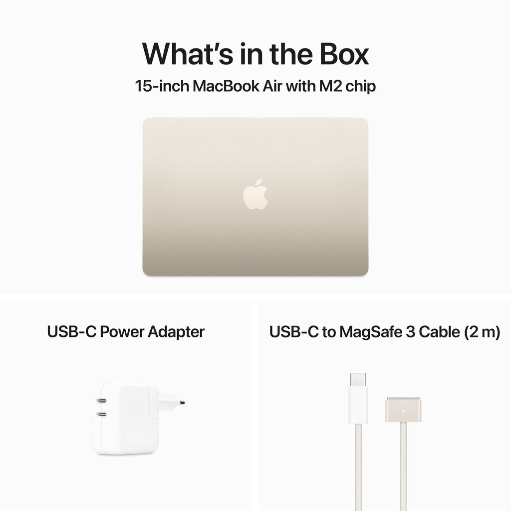 Macbook Air 15” Apple M2 8C CPU, 10C GPU/8GB/512GB SSD/Starlight/RUS - MQKV3RU/A цена и информация | Portatīvie datori | 220.lv