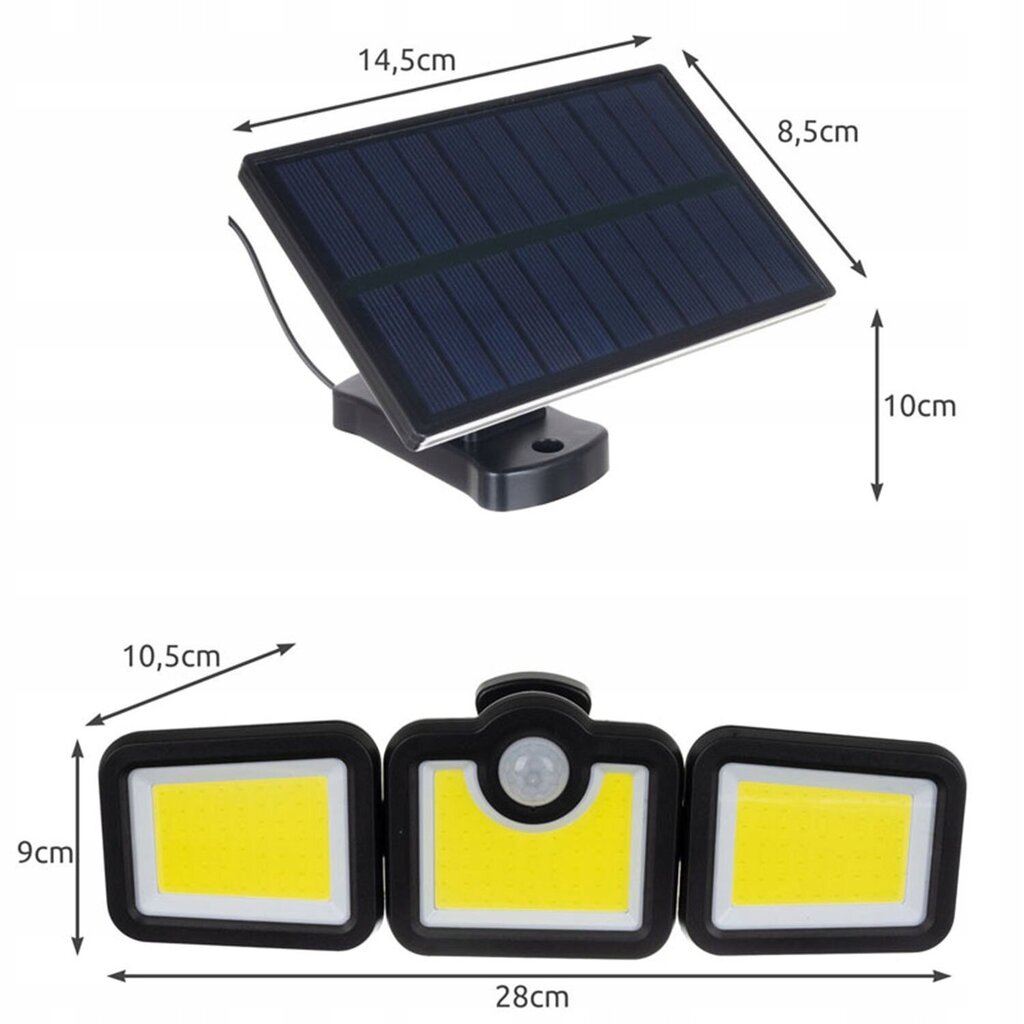 Āra LED lampa ar saules paneli un tālvadības pulti 108 COB cena un informācija | Āra apgaismojums | 220.lv