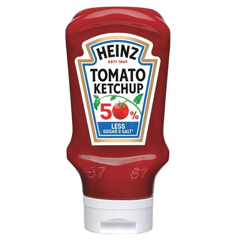 Kečups ar 50% mazāk cukura, sāls Heinz, 10 x 400ml/435g cena un informācija | Mērces | 220.lv