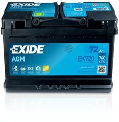 Exide AGM startera akumulators 72Ah 760A 278x175x190 -+ цена и информация | Аккумуляторы | 220.lv