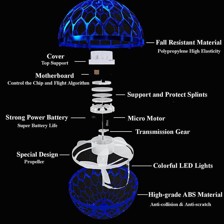 Uzlādējama lidojoša bumba ar LED apgaismojumu cena un informācija | Rotaļlietas meitenēm | 220.lv