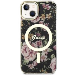 Vāciņš Guess GUHMP14SHCFWSK iPhone 14 6.1" melns hardcase Flower MagSafe cena un informācija | Telefonu vāciņi, maciņi | 220.lv