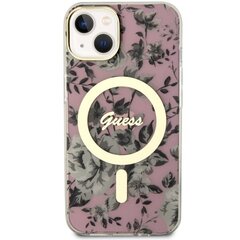 Vāciņš Guess GUHMP14SHCFWSP iPhone 14 6.1" rozā cietais vāciņš Flower MagSafe cena un informācija | Telefonu vāciņi, maciņi | 220.lv