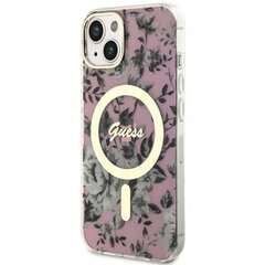 Vāciņš Guess GUHMP14SHCFWSP iPhone 14 6.1" rozā cietais vāciņš Flower MagSafe cena un informācija | Telefonu vāciņi, maciņi | 220.lv