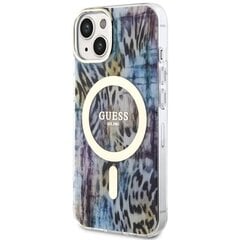 Guess GUHMP14SHLEOPWB iPhone 14 6.1" niebieski|blue hardcase Leopard MagSafe цена и информация | Чехлы для телефонов | 220.lv