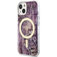 Vāciņš Guess GUHMP14SHLEOPWP iPhone 14 6.1" rozā cietais vāciņš Leopard MagSafe cena un informācija | Telefonu vāciņi, maciņi | 220.lv