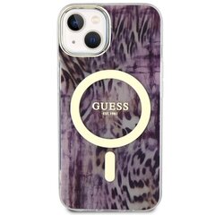 Vāciņš Guess GUHMP14SHLEOPWP iPhone 14 6.1" rozā cietais vāciņš Leopard MagSafe cena un informācija | Telefonu vāciņi, maciņi | 220.lv