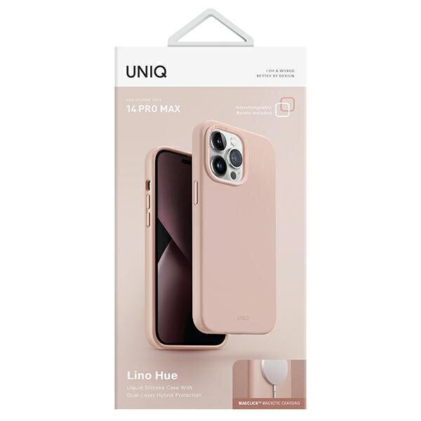 UNIQ etui Lino Hue iPhone 14 Pro Max 6,7" Magclick Charging różowy|blush pink cena un informācija | Telefonu vāciņi, maciņi | 220.lv