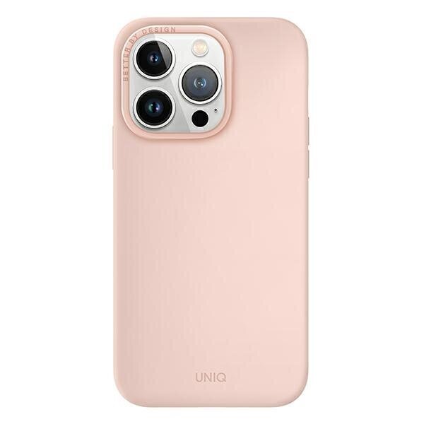 UNIQ etui Lino Hue iPhone 14 Pro Max 6,7" Magclick Charging różowy|blush pink cena un informācija | Telefonu vāciņi, maciņi | 220.lv
