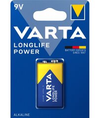 Baterijas Varta 9V Longlife Power, 4 gab. cena un informācija | Baterijas | 220.lv
