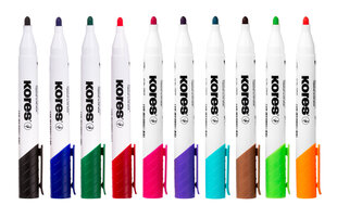 Baltas tāfeles marķieru komplekts KORES K-Marker WB,3mm, 10 krāsas cena un informācija | Modelēšanas un zīmēšanas piederumi | 220.lv