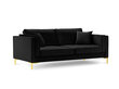 Trīsvietīgs dīvāns Luis 3, melns/zeltainas kr. cena un informācija | Dīvāni | 220.lv