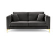 Divvietīgs dīvāns Luis 2, tumši pelēks/zeltainas kr. cena un informācija | Dīvāni | 220.lv
