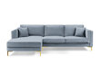 Kreisās puses stūra dīvāns Luis 5, gaiši zils/zeltains cena un informācija | Dīvāni | 220.lv