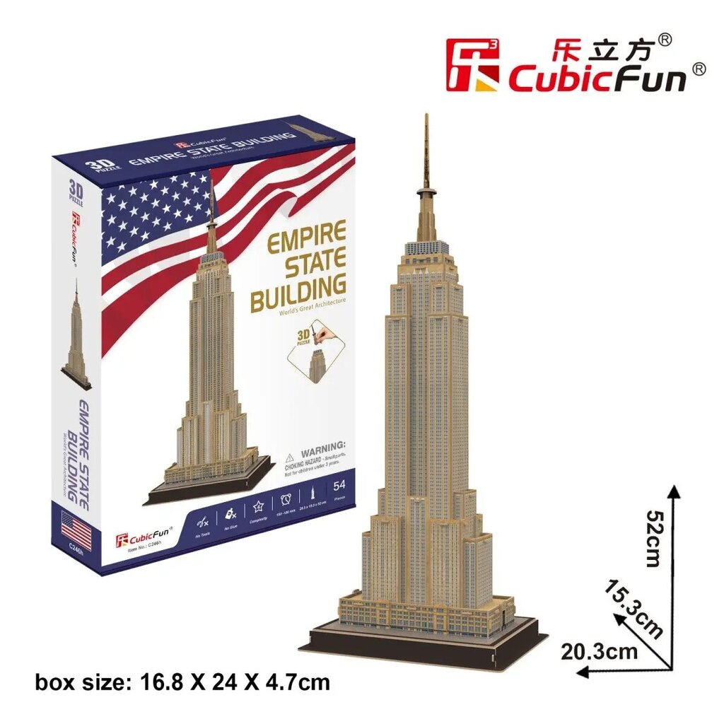 3D Puzzle Empire State Building 54 gabali cena un informācija | Puzles, 3D puzles | 220.lv
