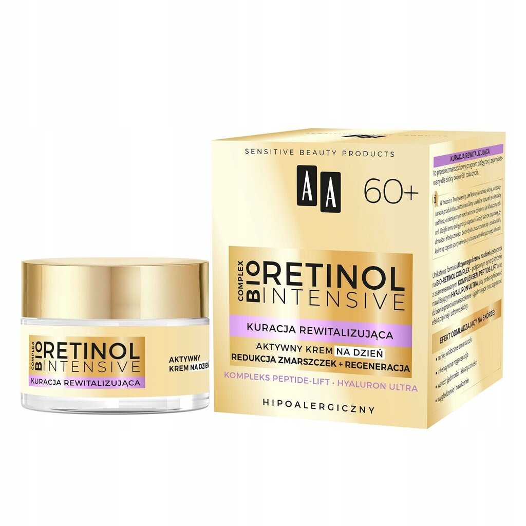 AA Retinol Intensive 60+ Active dienas krēms - grumbu samazināšanai + atjaunošanai 50 ml cena un informācija | Sejas krēmi | 220.lv