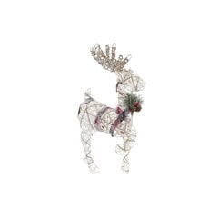 Dekoratīvās figūriņas DKD Home Decor Balts LED Ziemeļbrieži Rotangpalma Sniegputenis (30 x 14 x 40 cm) cena un informācija | Ziemassvētku dekorācijas | 220.lv