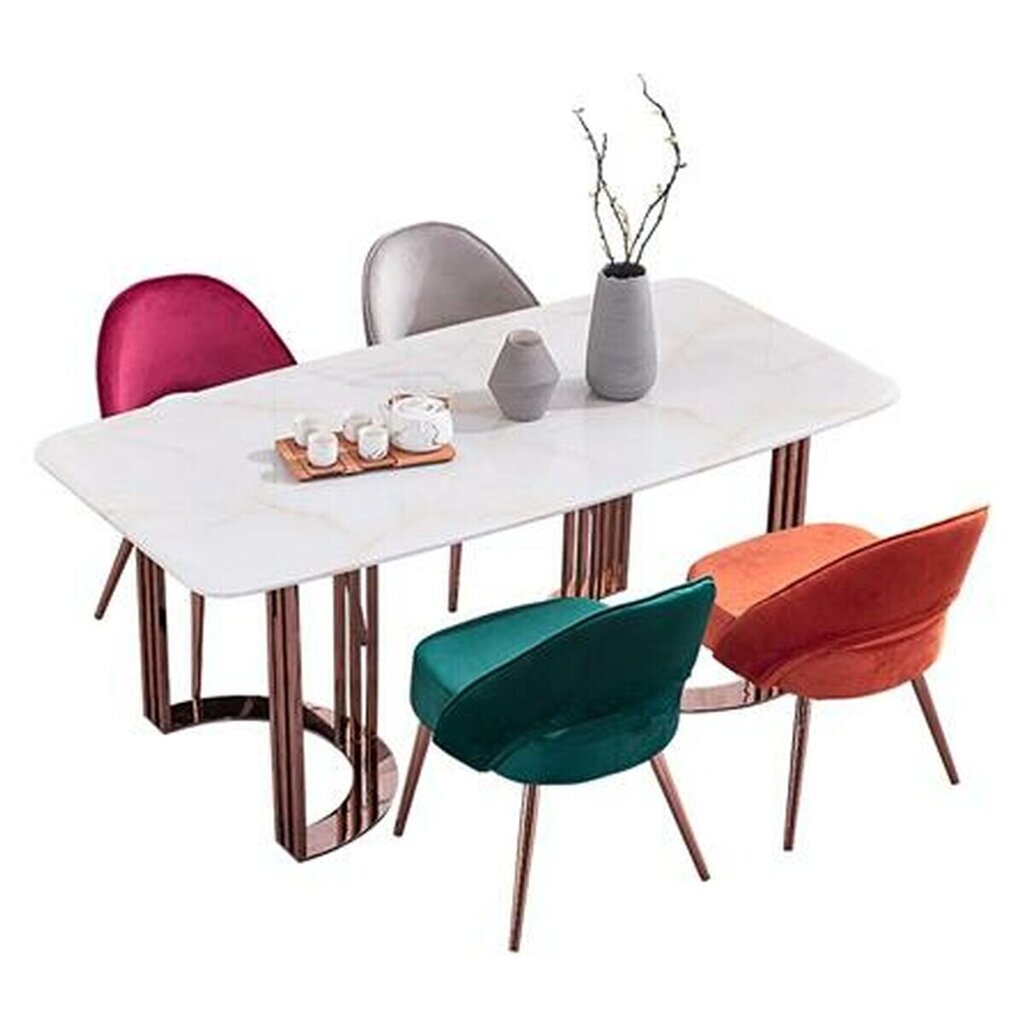 Pusdienu galds DKD Home Decor Tērauds Varš Marmors (180 x 90 x 75 cm) cena un informācija | Virtuves galdi, ēdamgaldi | 220.lv