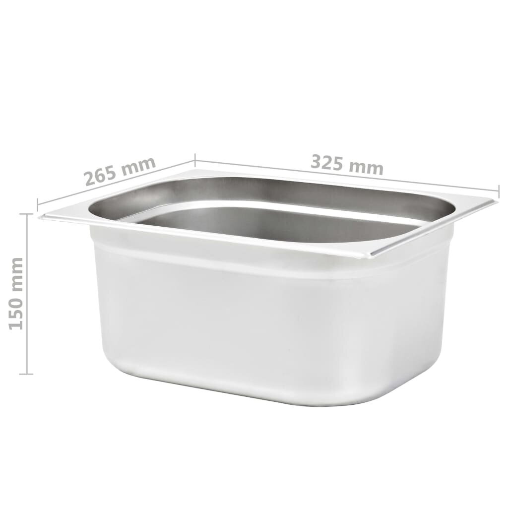 vidaXL Gastronorm trauki, 2 gab., GN 1/2, 150 mm, nerūsējošs tērauds цена и информация | Trauki, šķīvji, pusdienu servīzes | 220.lv