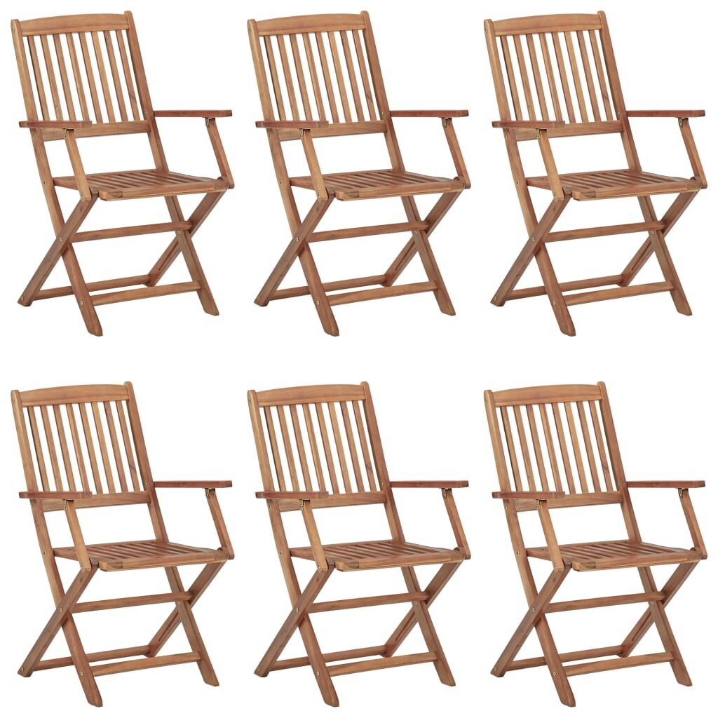 vidaXL saliekami dārza krēsli ar matračiem, 6 gab., akācijas masīvkoks цена и информация | Dārza krēsli | 220.lv