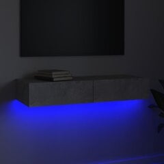 vidaXL TV skapītis ar LED apgaismojumu, betona pelēks, 90x35x15,5 cm цена и информация | Тумбы под телевизор | 220.lv