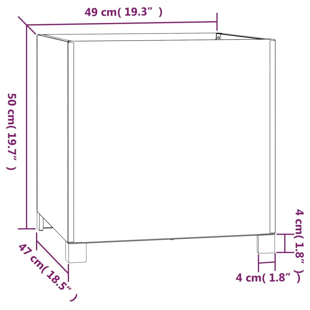 vidaXL puķu kaste ar kājām, rūsas krāsā, 49x47x50 cm, kortena tērauds cena un informācija | Balkona kastes | 220.lv