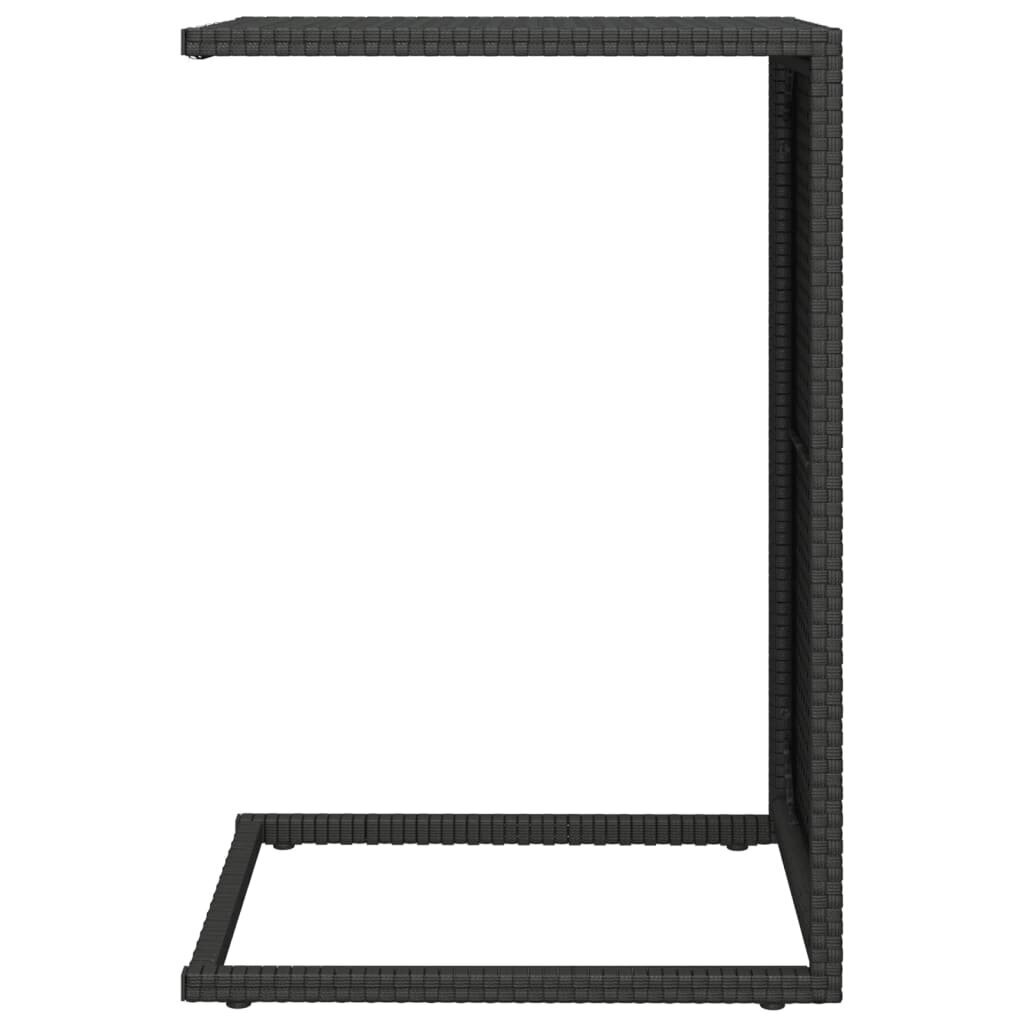 vidaXL galdiņš, C-formas, melns, 40x35x60 cm, polietilēna rotangpalma cena un informācija | Žurnālgaldiņi | 220.lv