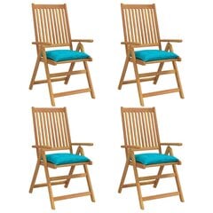 vidaXL krēslu matrači, 4 gab., tirkīzzili, 50x50x7 cm, audums cena un informācija | Krēslu paliktņi | 220.lv