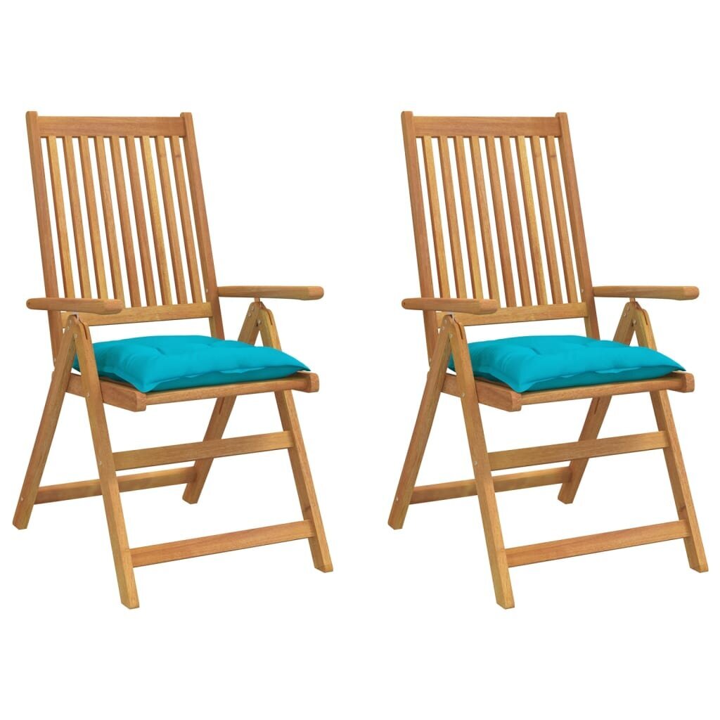 vidaXL dārza krēslu spilveni, 2 gab., tirkīzzili, 40x40x7 cm, audums cena un informācija | Krēslu paliktņi | 220.lv