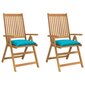 vidaXL dārza krēslu spilveni, 2 gab., tirkīzzili, 40x40x7 cm, audums cena un informācija | Krēslu paliktņi | 220.lv