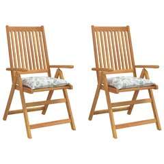 vidaXL dārza krēslu matrači, 2 gab., 40x40x7 cm, audums, lapu apdruka cena un informācija | Krēslu paliktņi | 220.lv